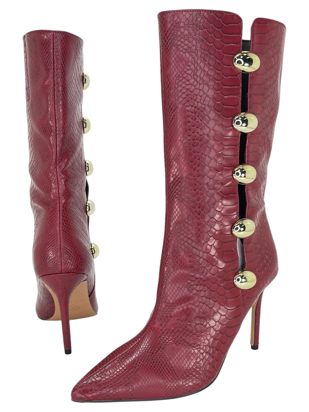 Katy Perry Revival Ornament Red Faux Leather Womens Mid-Calf Boots Size 8.5M - Picture 8 of 13